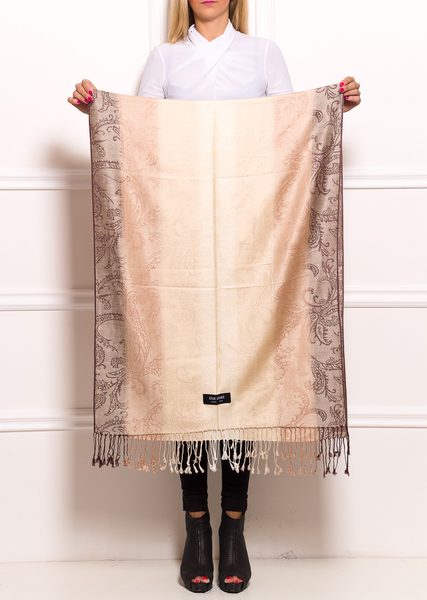 Dámská šála barevná s pruhy - béžová -