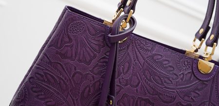 Borsa a mano da donna in pelle Glamorous by GLAM - Viola -