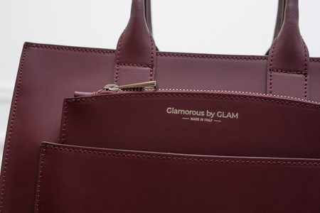 Bolso de cuero de mano para mujer Glamorous by GLAM - Borgoña -