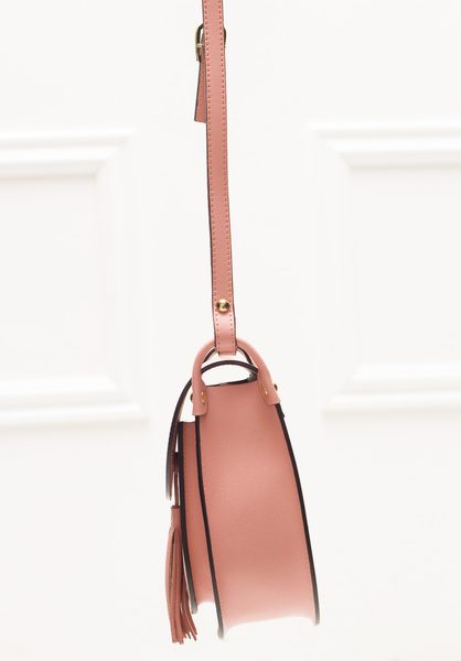 Dámská kožená crossbody kabelka ze safiánové kůže - světle růžová -