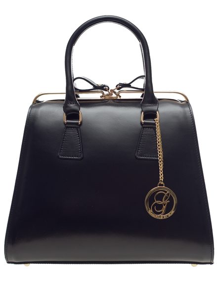 Dámská kožená kabelka kufřík - černá -