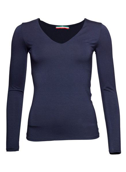 Dámské jednoduché triko - V výstřih - modrá -