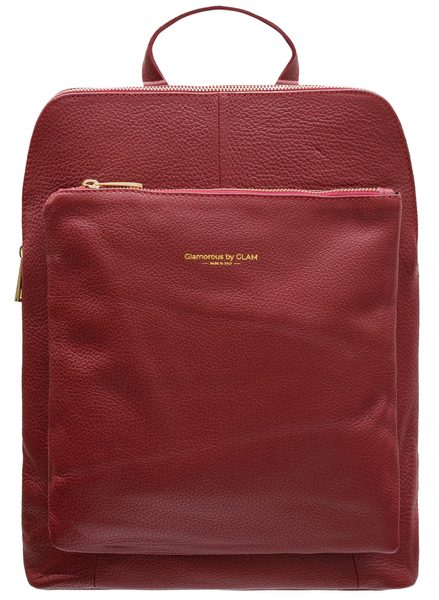 Dámský kožený batoh jednoduchý - tmavě červená -