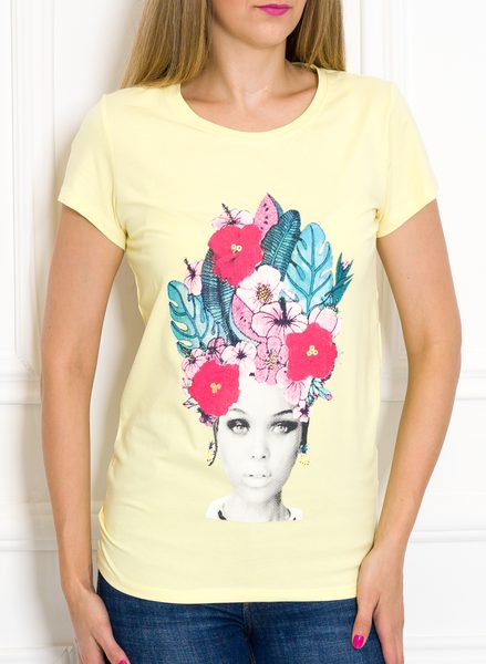 Women's T-shirt Due Linee - Yellow -