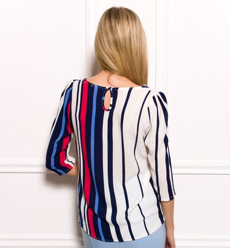 Dámská halenka s pruhy - 3/4 rukávy - modrá -