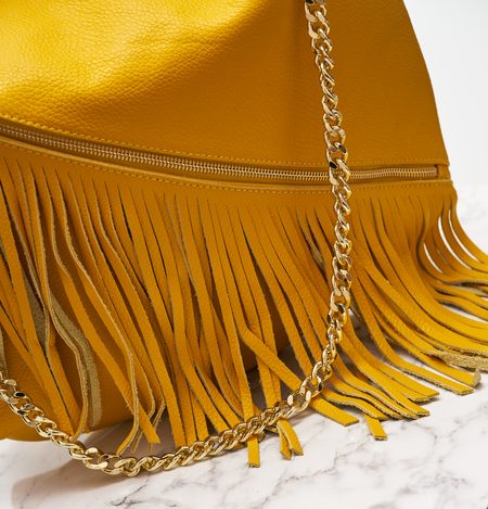 Real leather shoulder bag Glamorous by GLAM - Yellow -