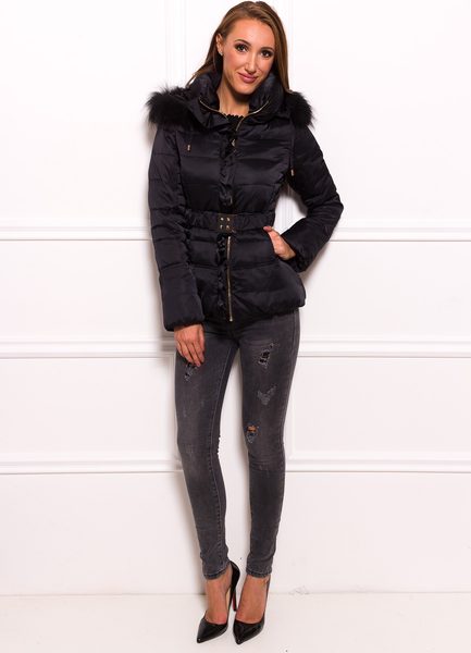 Damska kurtka zimowa z prawdziwym lisem Glamorous by GLAM - czarny -