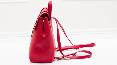 Women's real leather backpack Glamorous by GLAM - Red -