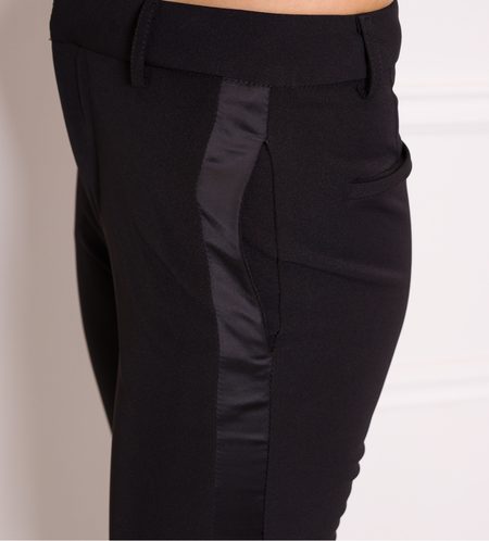 Dámské společenské kalhoty s lampasy - černá -