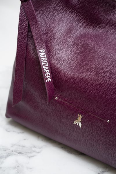 Real leather shoulder bag PATRIZIA PEPE - Violet -