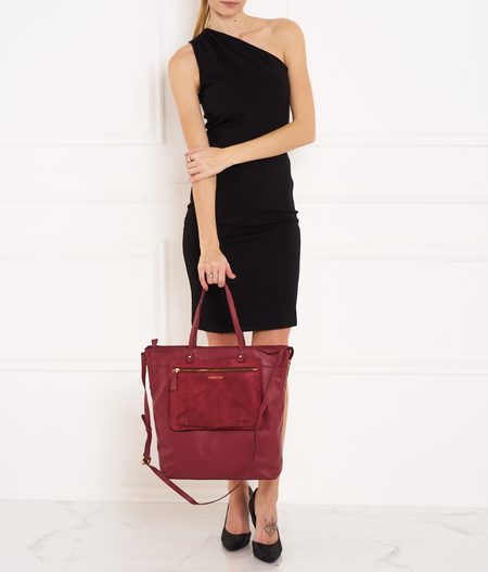 Real leather shoulder bag TWINSET - Wine -