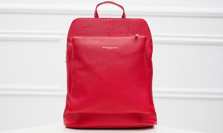 Dámský kožený batoh jednoduchý - červená -