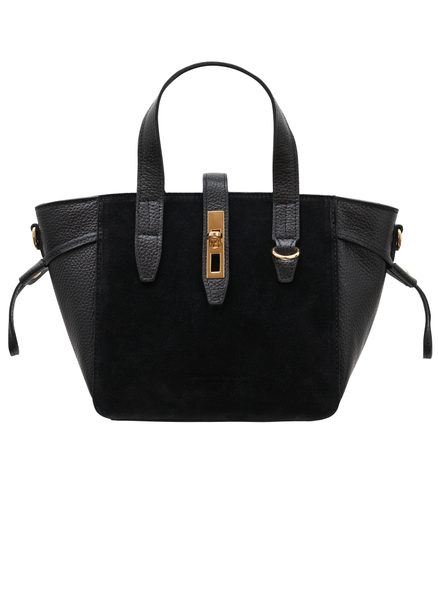 Dámská kožená kabelka do ruky z broušené kůže černá -