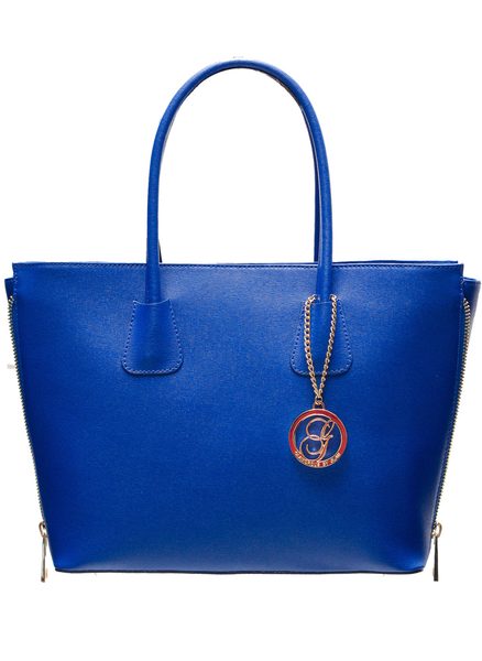 Dámska kožená kabelka so zipsom na boku - Kráľovská modrá -