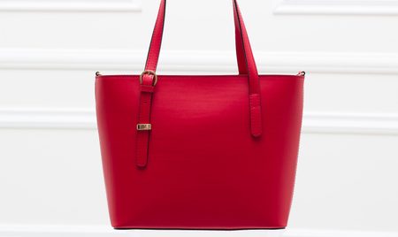 Dámska kožená kabelka s jednou prackou na strane matná - červená -