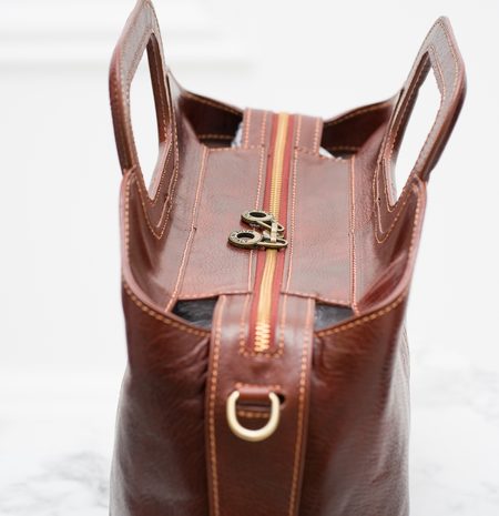 Bolso de cuero de mano para mujer Glamorous by GLAM Santa Croce - Marrón -