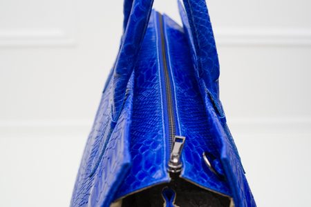 Dámská kožená kabelka velká hadí vzor - královsky modrá -