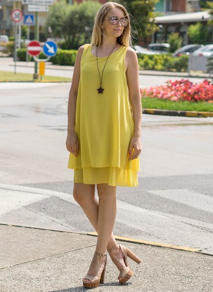 Letní šaty volného střihu žluté -
