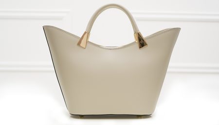 Kožené elegantné kabelka malá - béžová -
