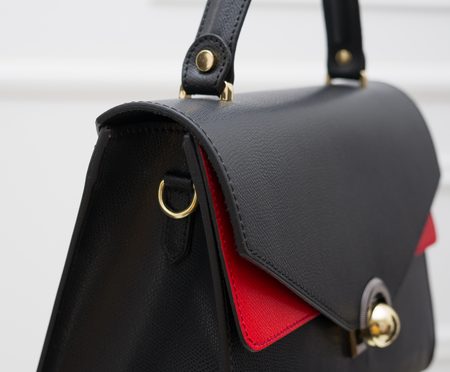 Elegantní kabelka do ruky černo - červená střední -
