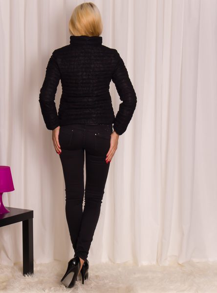 Dámská podzimní bunda s krajkou černá -