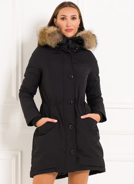 Winter jacket with real fox fur Due Linee - Black -