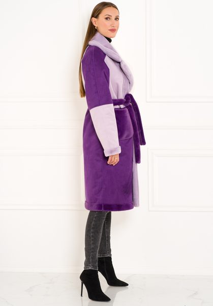 Dámský oboustranný kabát tricolor fialová -