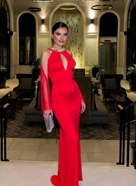 Vestido largo de mujer Due Linee - Rojo -