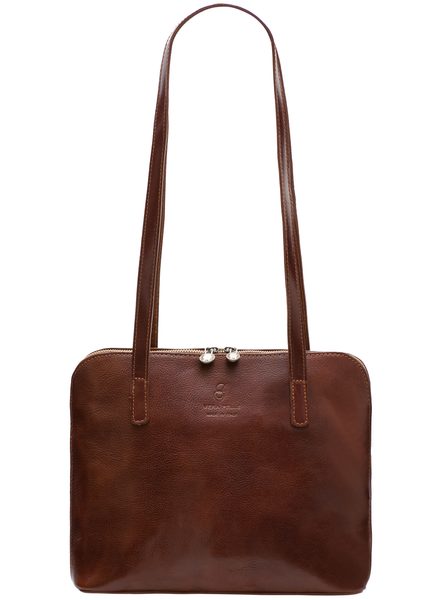 Dámská kožená kabelka s dlouhými poutky - marrone -