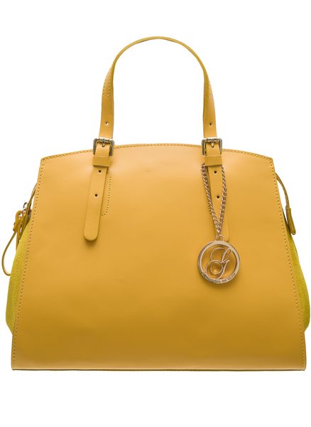 Dámská kožená kabelka kombinace semiš - žlutá -
