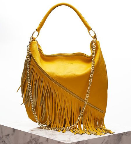 Real leather shoulder bag Glamorous by GLAM - Yellow -