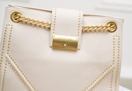 Real leather shoulder bag Guess Luxe - White -