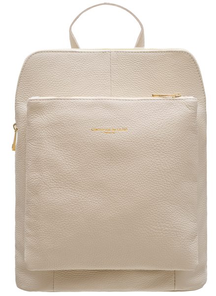 Women's real leather backpack Glamorous by GLAM - Beige -