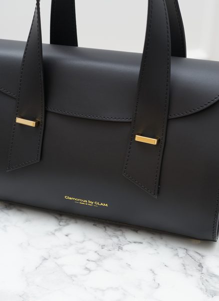 Kožená kabelka do ruky černá -