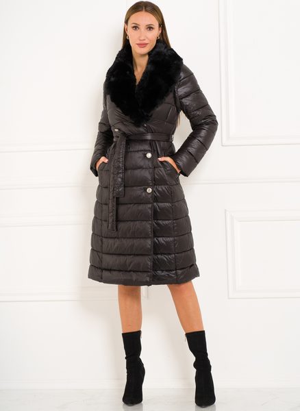 Dámská černá zimní bunda / vesta s vázáním -