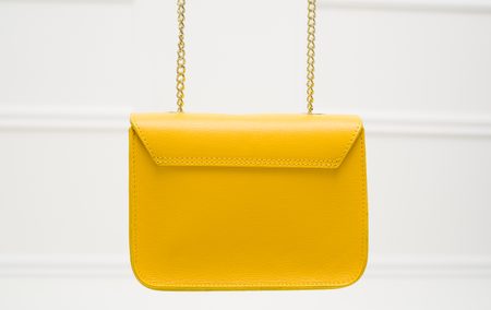 Dámská kožená crossbody kabelka ražená - žlutá -