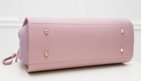 Dámská kožená kabelka kombinace semiš - prášková růžová -