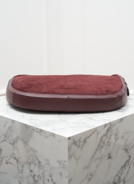 Kabelka přes rameno kombinace kůží vínová -