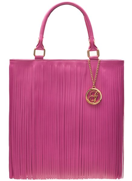 Dámska kožená kabelka so strapcami - ružová -