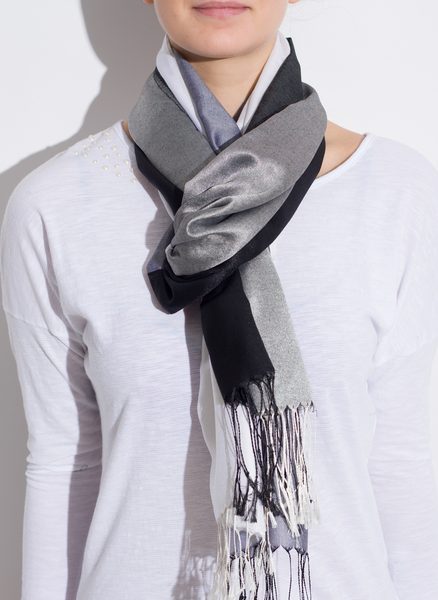 Dámská šála s pruhy-černá -