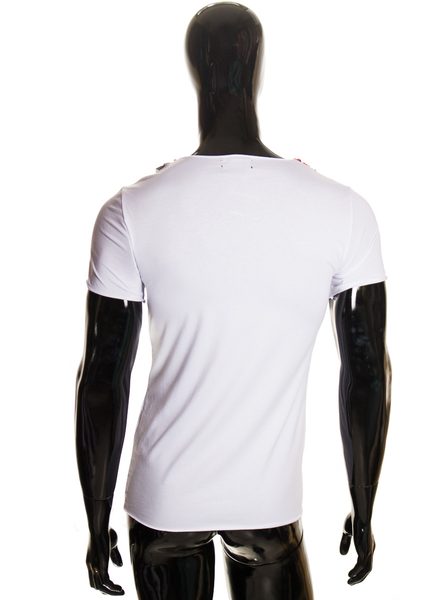 Pánske biele tričko s všitým šálom 02