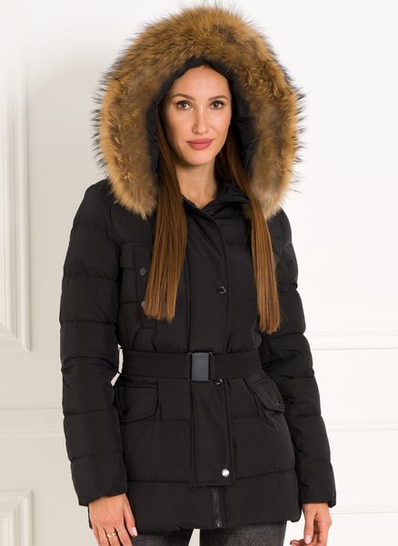 Winter jacket with real fox fur Due Linee - Black -