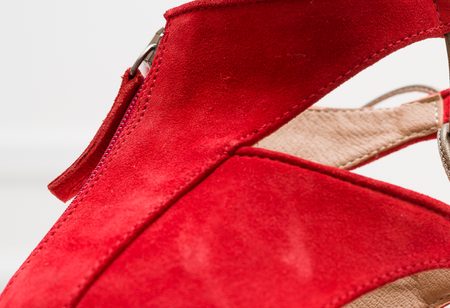 Dámské kožené sandály červené -