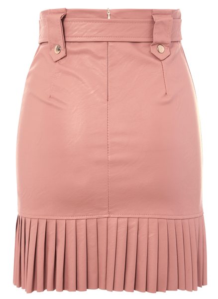 Dámská krátká koženková sukně - rosa -