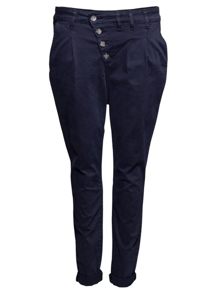 Dámské tmavě modré kalhoty s nízkým sedem -