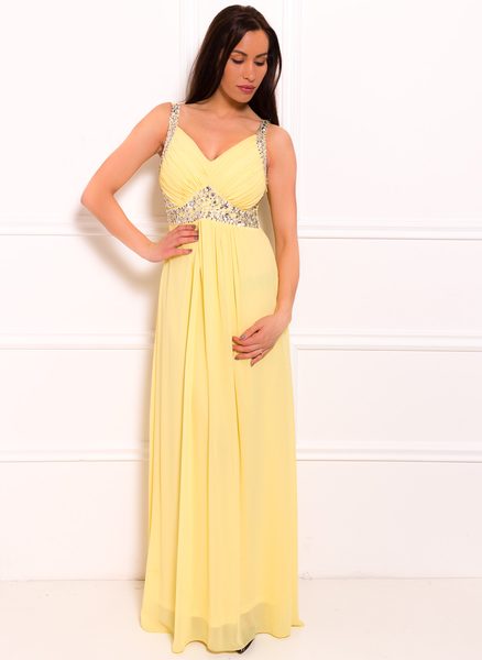 Vestido largo de mujer Due Linee - Amarillo -