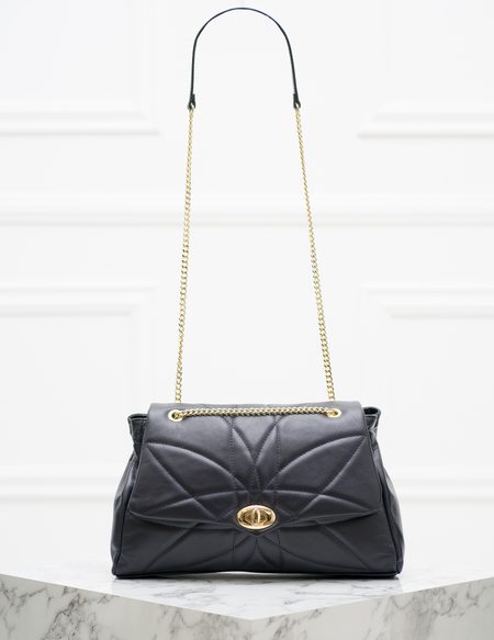 Real leather shoulder bag Glamorous by GLAM - Dark blue -