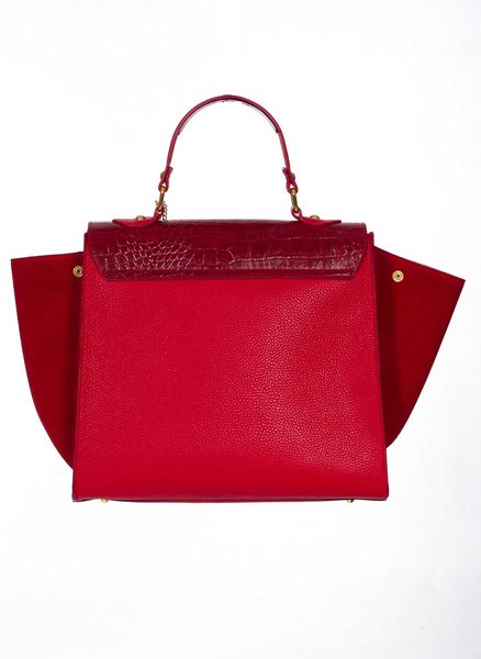 GbyG luxusná kožená kabelka červená so semišom -