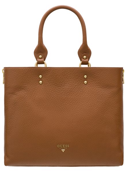 Real leather handbag Guess Luxe - Brown -