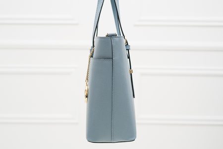 Dámská kožená kabelka s jednou přezkou na straně - světle modrá -